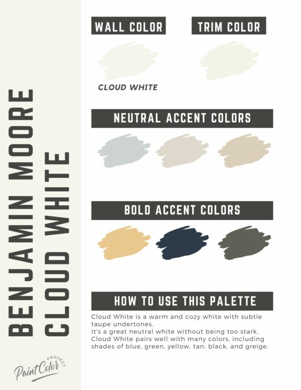 Benjamin Moore Cloud White Paint Color Palette
