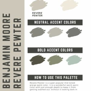 Benjamin Moore Revere Pewter paint color palette