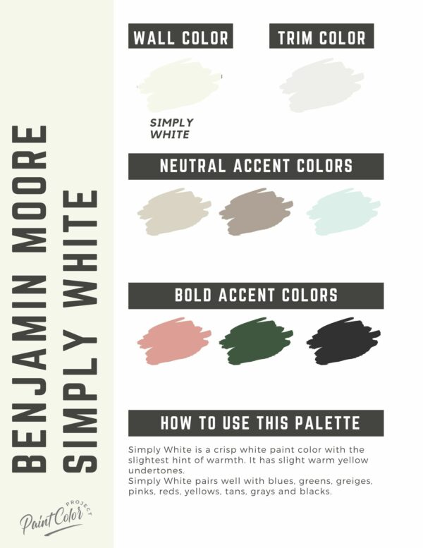 Benjamin Moore Simply White Paint Color Palette