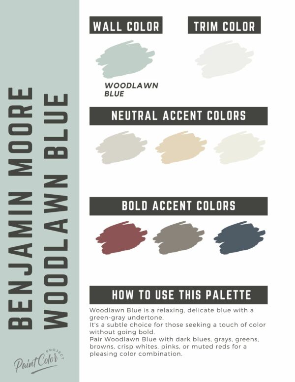 Benjamin Moore Woodlawn Blue Paint Color Palette