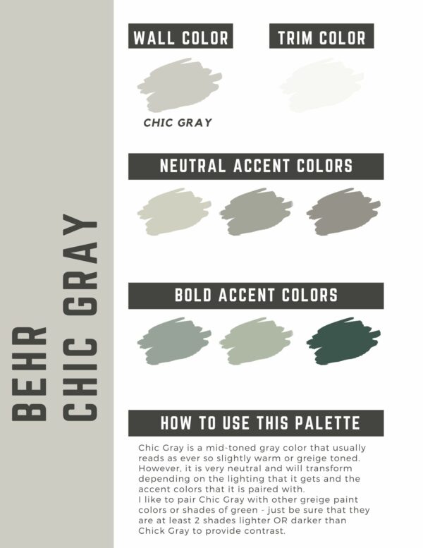 Behr Chic Gray paint color palette template