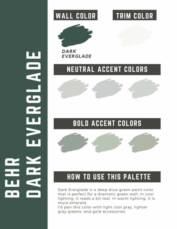 Behr Dark Everglade paint color palette