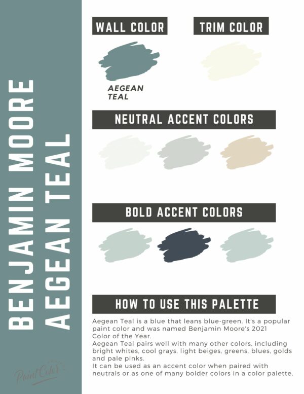 Benjamin Moore Aegean Teal paint color palette