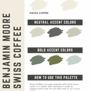 Benjamin Moore Swiss Coffee paint color palette