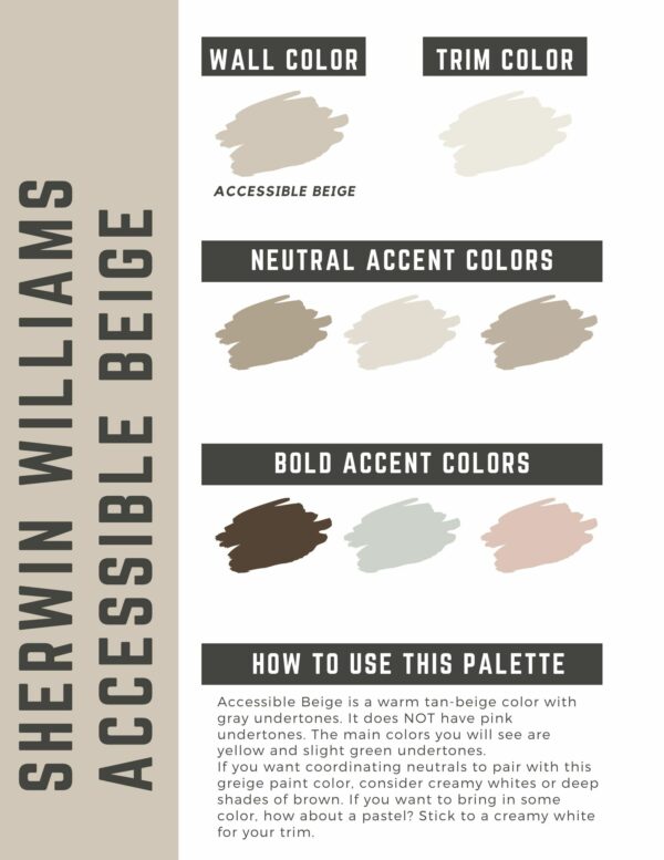 Sherwin Williams Accessible Beige color palette
