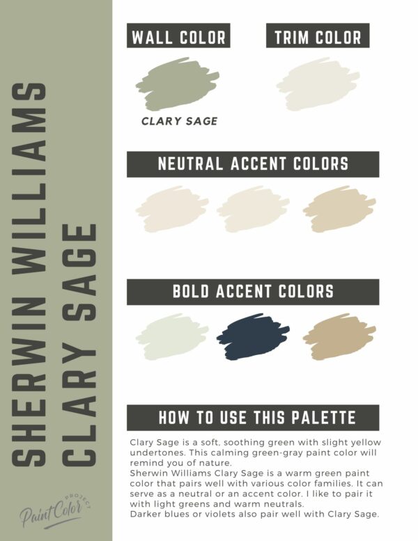 Sherwin Williams Clary Sage paint color palette