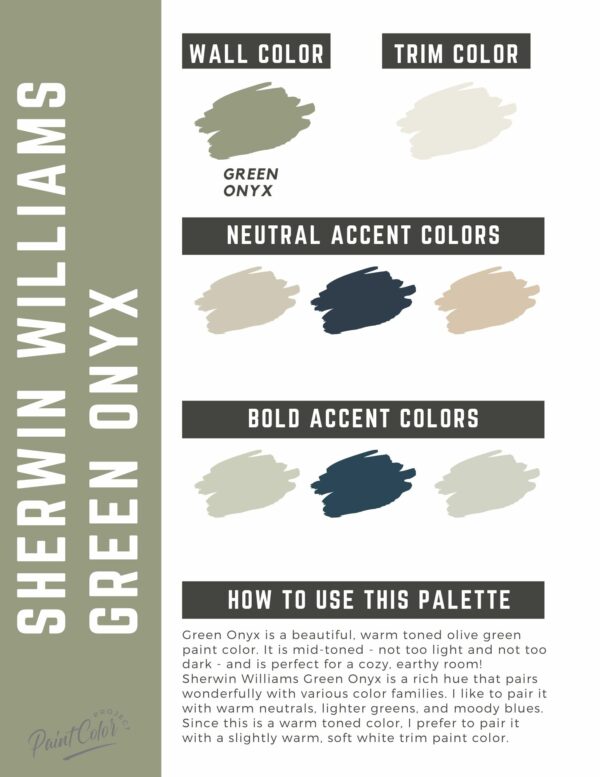 Sherwin Williams Green Onyx paint color palette (1)
