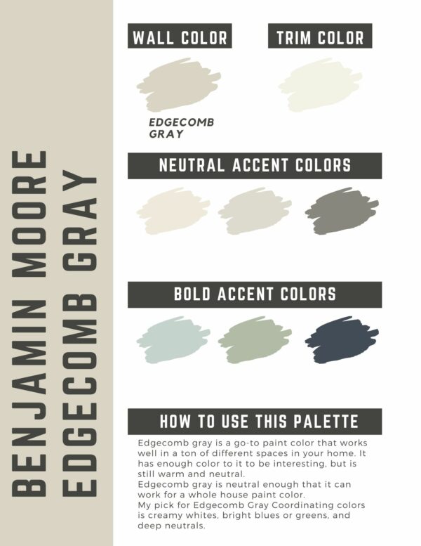 edgecomb gray paint color palette