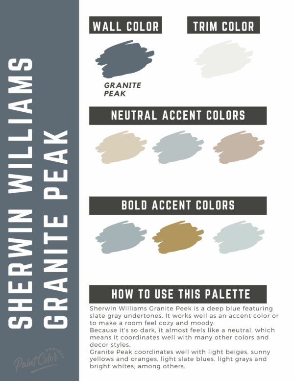 sherwin williams granite peak paint color palette