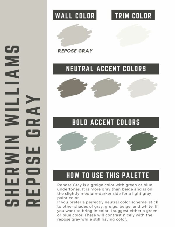 sherwin williams repose gray paint color palette
