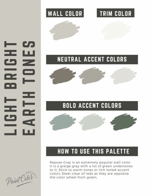 Light Bright Earth Tones Paint Color Palette