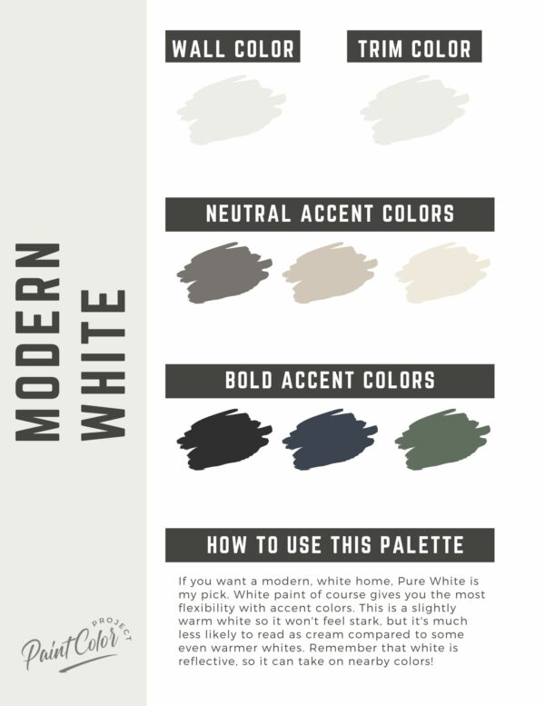 Modern White paint color palette