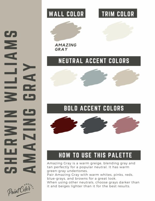 Sherwin Williams Amazing Gray Paint Color Palette
