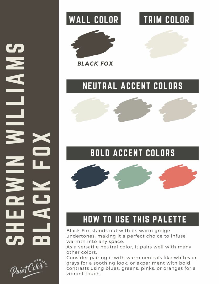 Sherwin Williams Black Fox Paint Color Palette The Paint Color Project