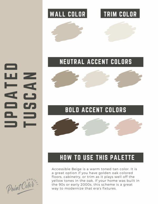 Updated Tuscan paint color palette