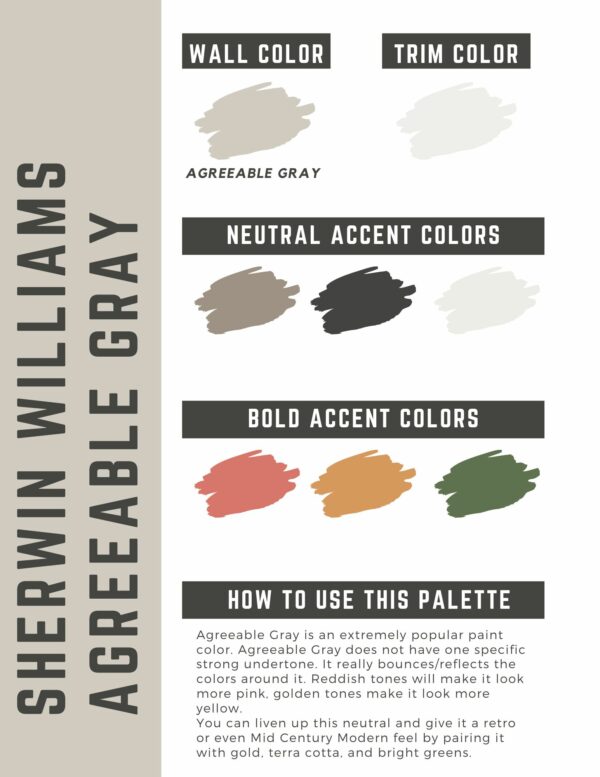 agreeable gray paint color palette - mid century modern retro