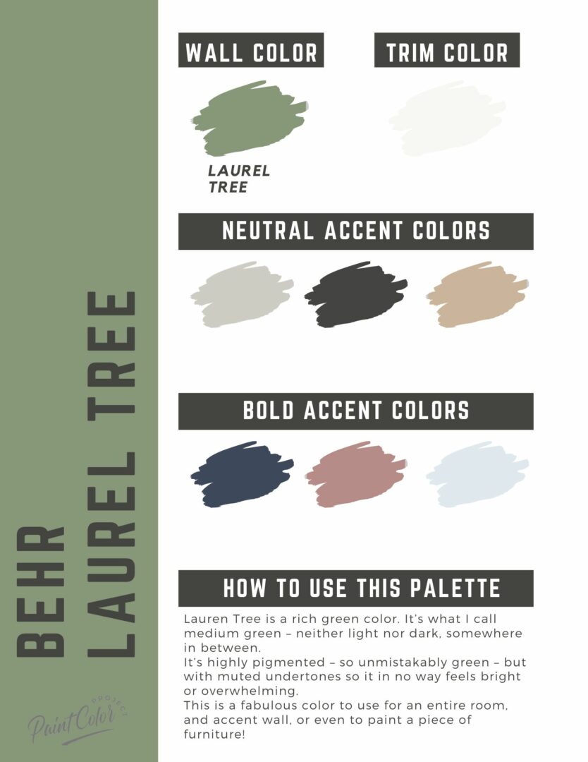 Behr Laurel Tree Paint Color Palette – The Paint Color Project