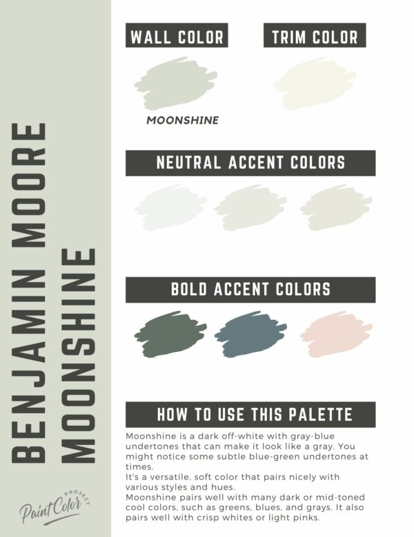 Benjamin Moore Moonshine Paint Color Palette