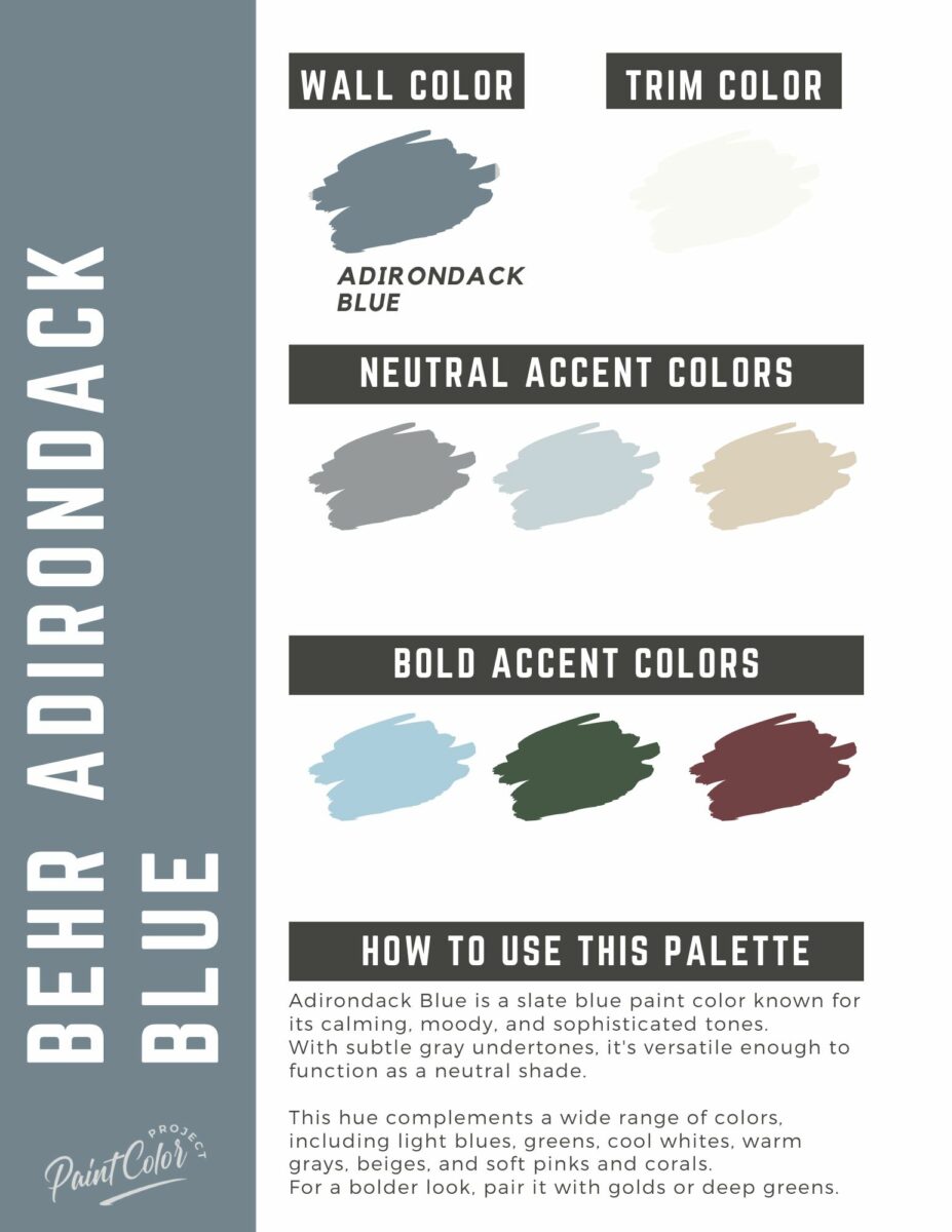 Behr Adirondack Blue Paint Color Palette – The Paint Color Project