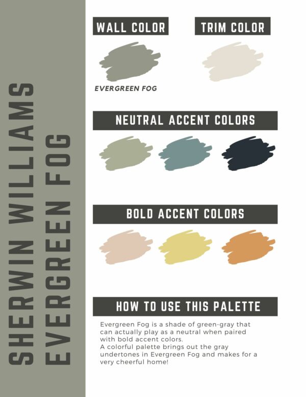 Evergreen fog paint color palette