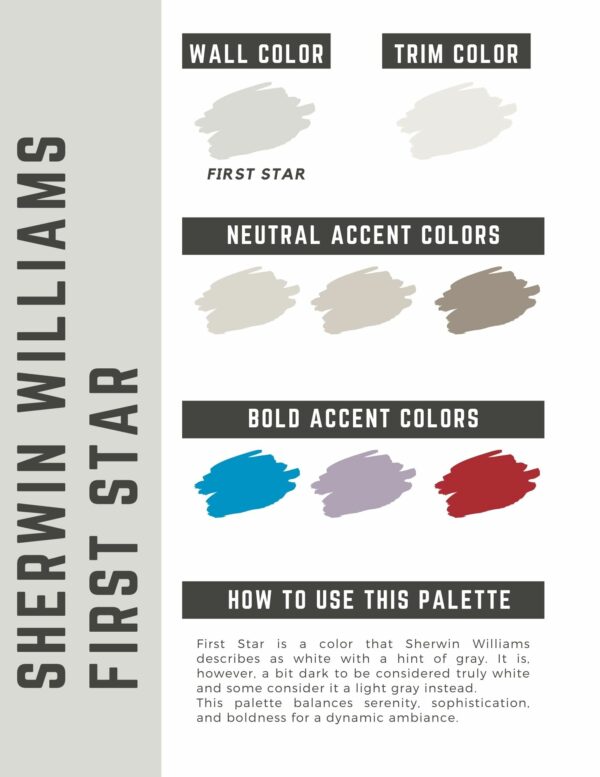 Sherwin Williams First Star paint color palette