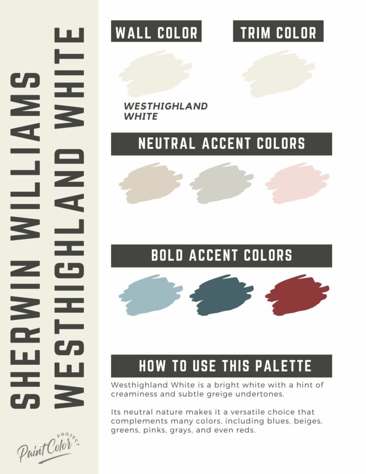 Sherwin Williams Westhighland White Paint Color Palette - The Paint