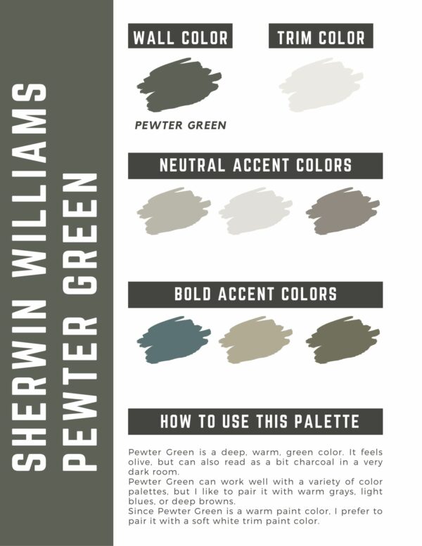 pewter green paint color palette