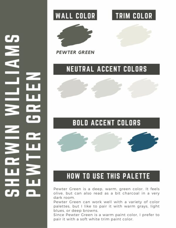 pewter green paint color palette