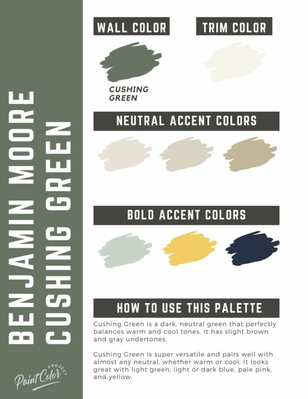 Benjamin Moore Cushing Green Paint Color Palette