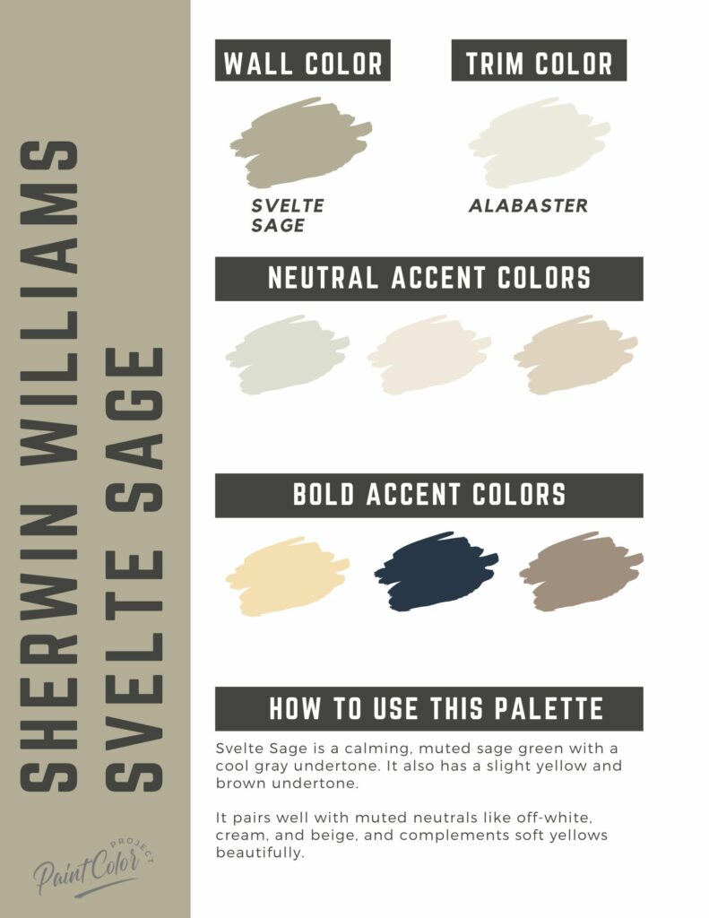 Sherwin Williams Svelte Sage Paint Color Palette - The Paint Color Project