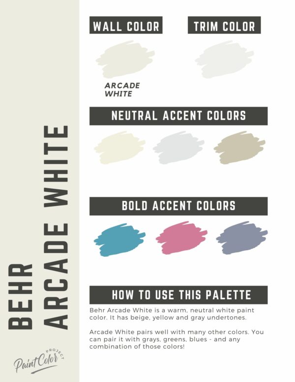 Behr Arcade White Paint Color Palette