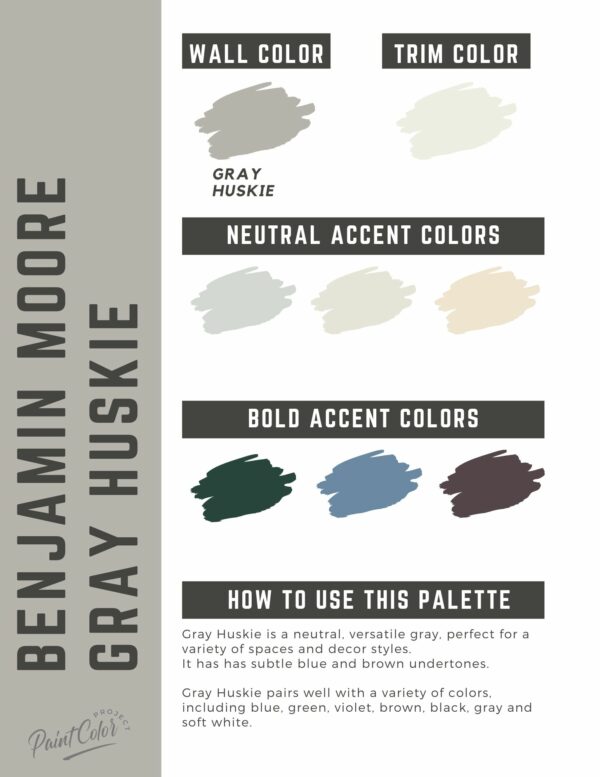 Benjamin Moore Gray Huskie Paint Color Palette