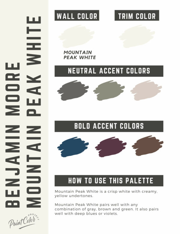 Benjamin Moore Mountain Peak White Paint Color Palette