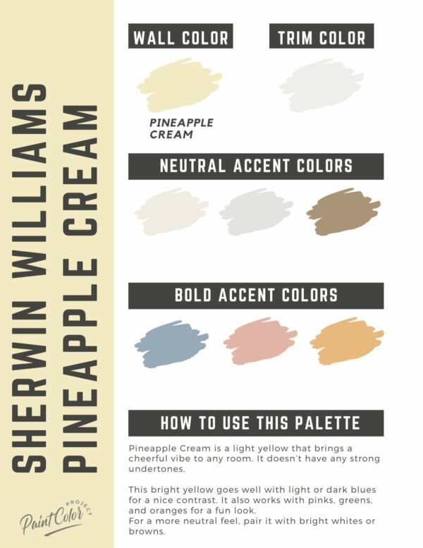 Sherwin Williams Pineapple Cream Paint Color Palette