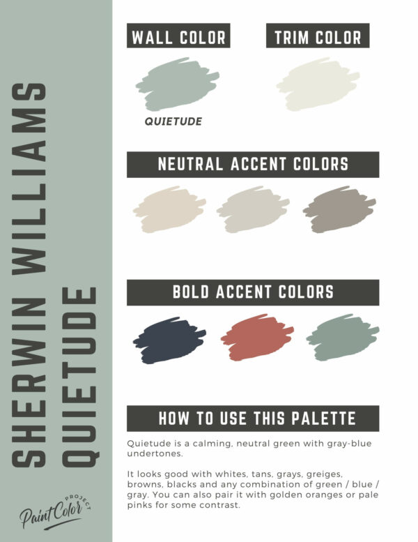 Sherwin Williams Quietude Paint Color Palette