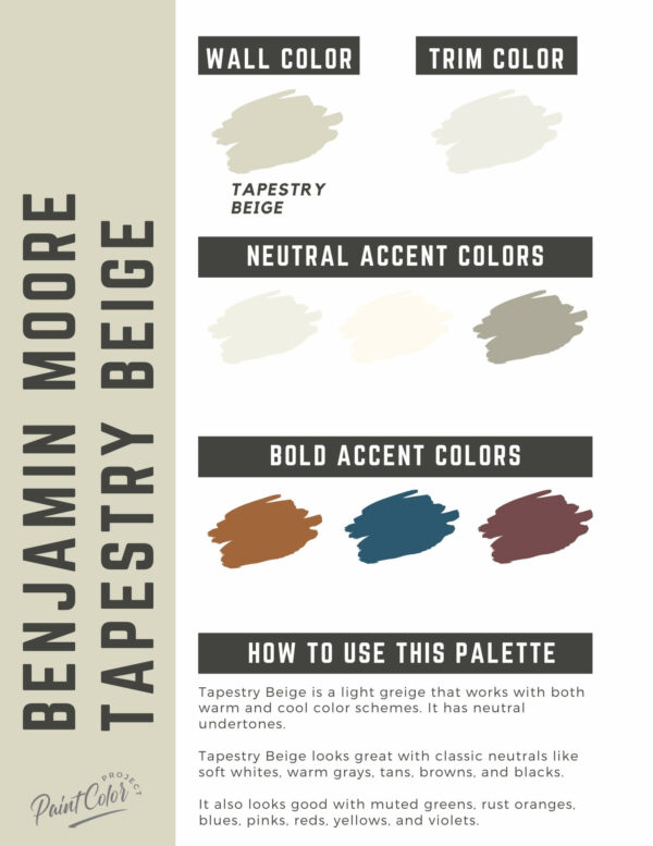 Benjamin Moore Tapestry Beige Paint Color Palette