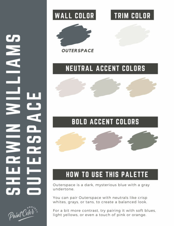 Sherwin Williams Outerspace Paint Color Palette