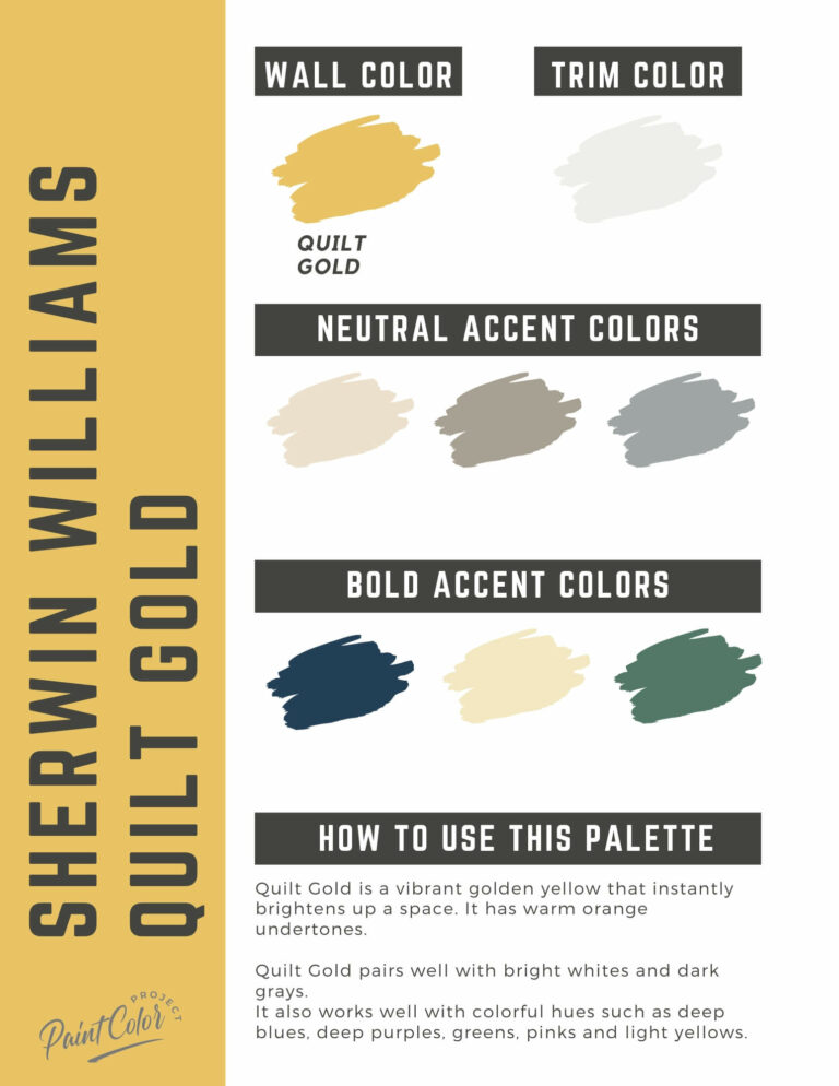 Sherwin Williams Quilt Gold Paint Color Palette - The Paint Color Project