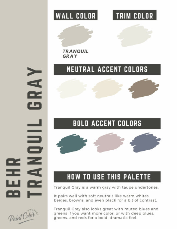 Behr Tranquil Gray Paint Color Palette