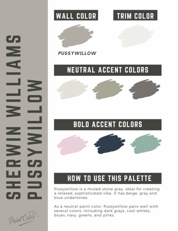 Sherwin Williams Pussywillow Paint Color Palette