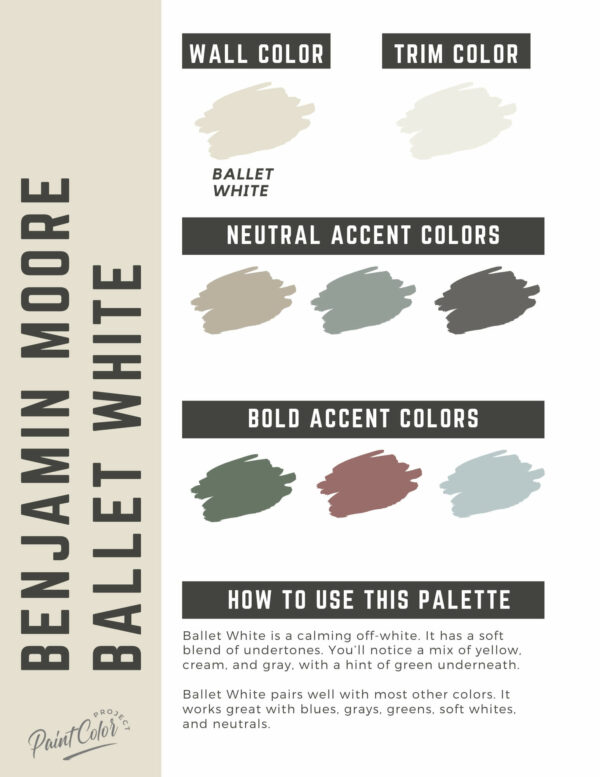 Benjamin Moore Ballet White Paint Color Palette