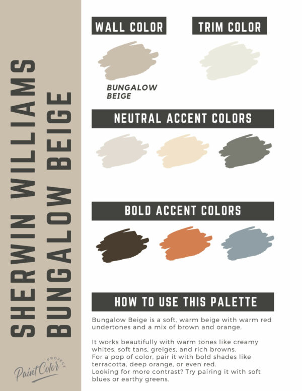 Sherwin Williams Bungalow Beige Paint Color Palette