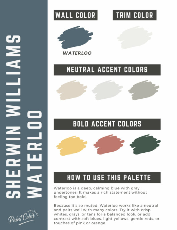 Sherwin Williams Waterloo Paint Color Palette