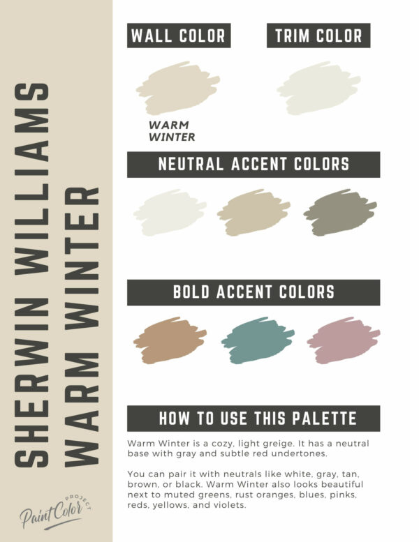 Sherwin Williams Warm Winter Paint Color Palette