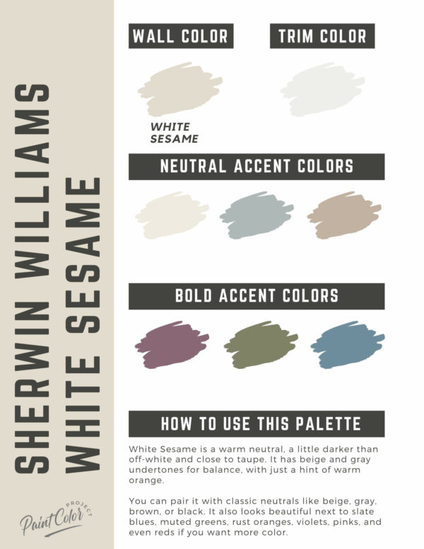 Sherwin Williams White Sesame Paint Color Palette