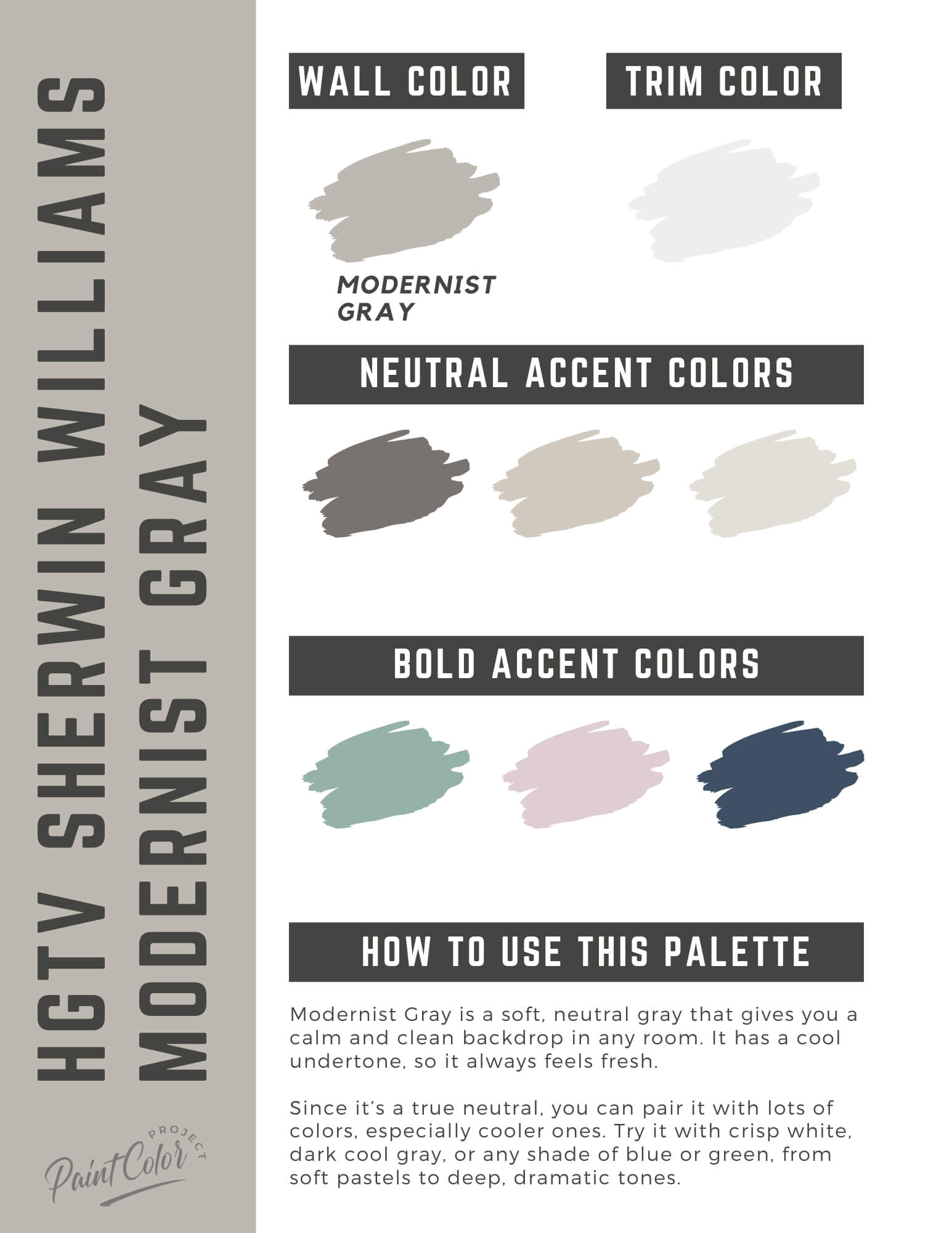HGTV Home Sherwin Williams Modernist Gray Paint Color Palette