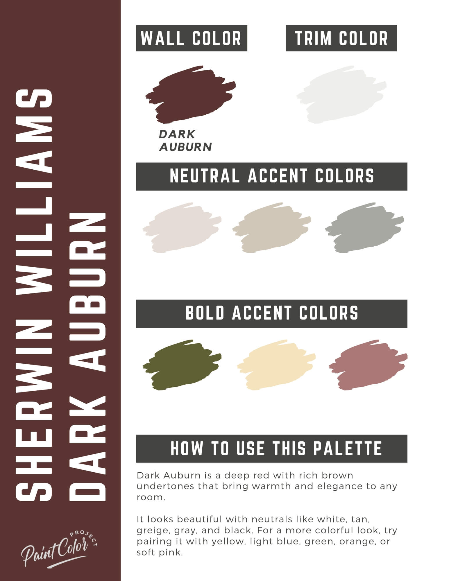 Sherwin Williams Dark Auburn Paint Color Palette