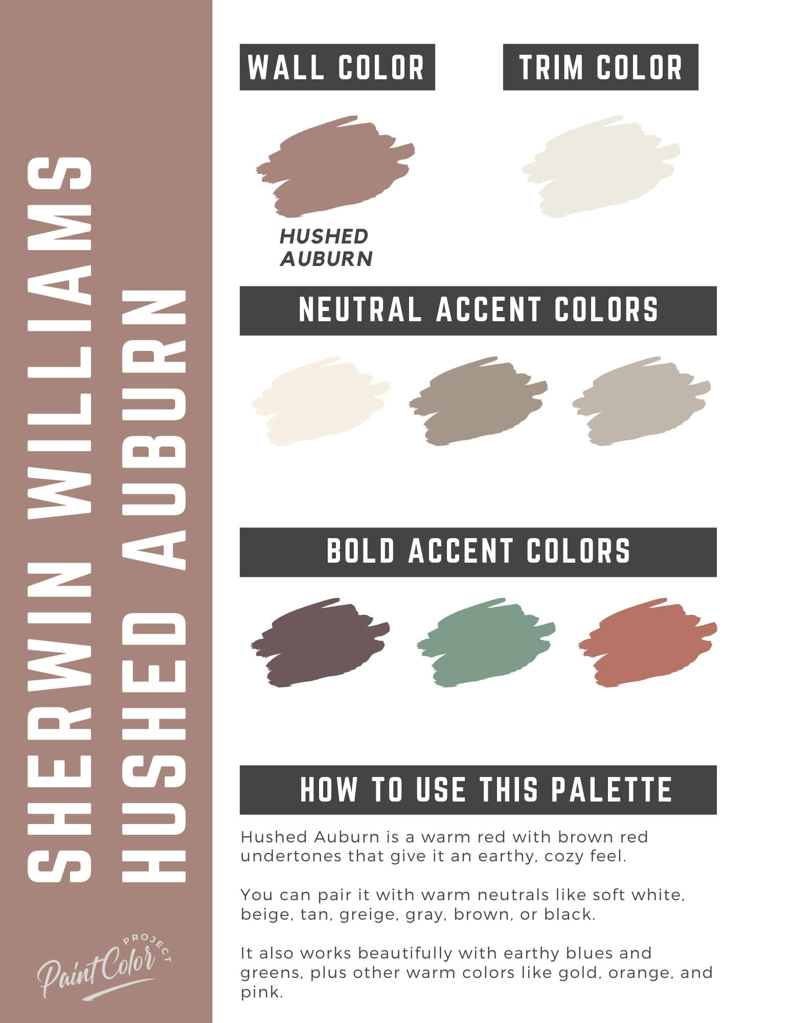 Sherwin Williams Hushed Auburn Paint Color Palette