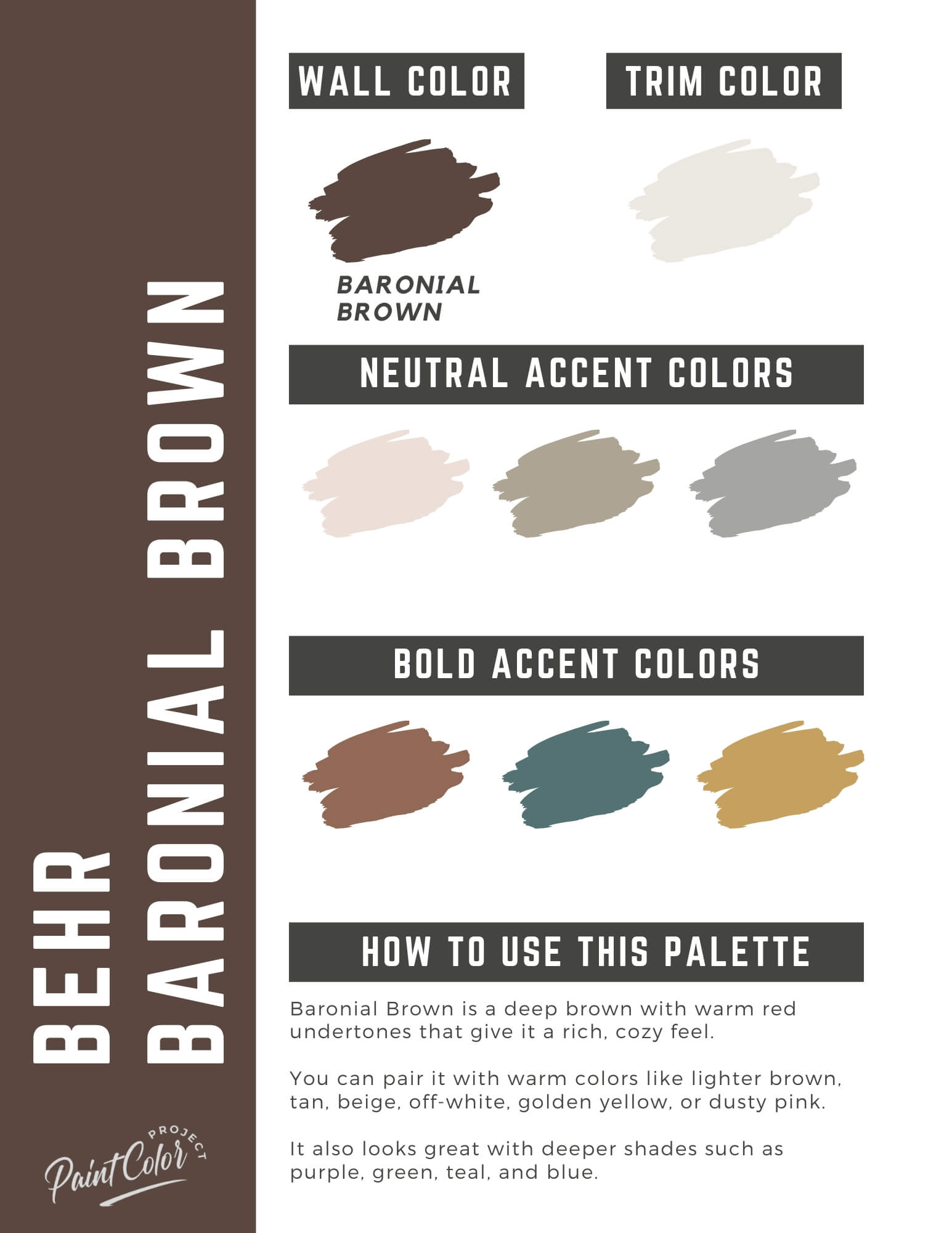 Behr Baronial Brown Paint Color Palette