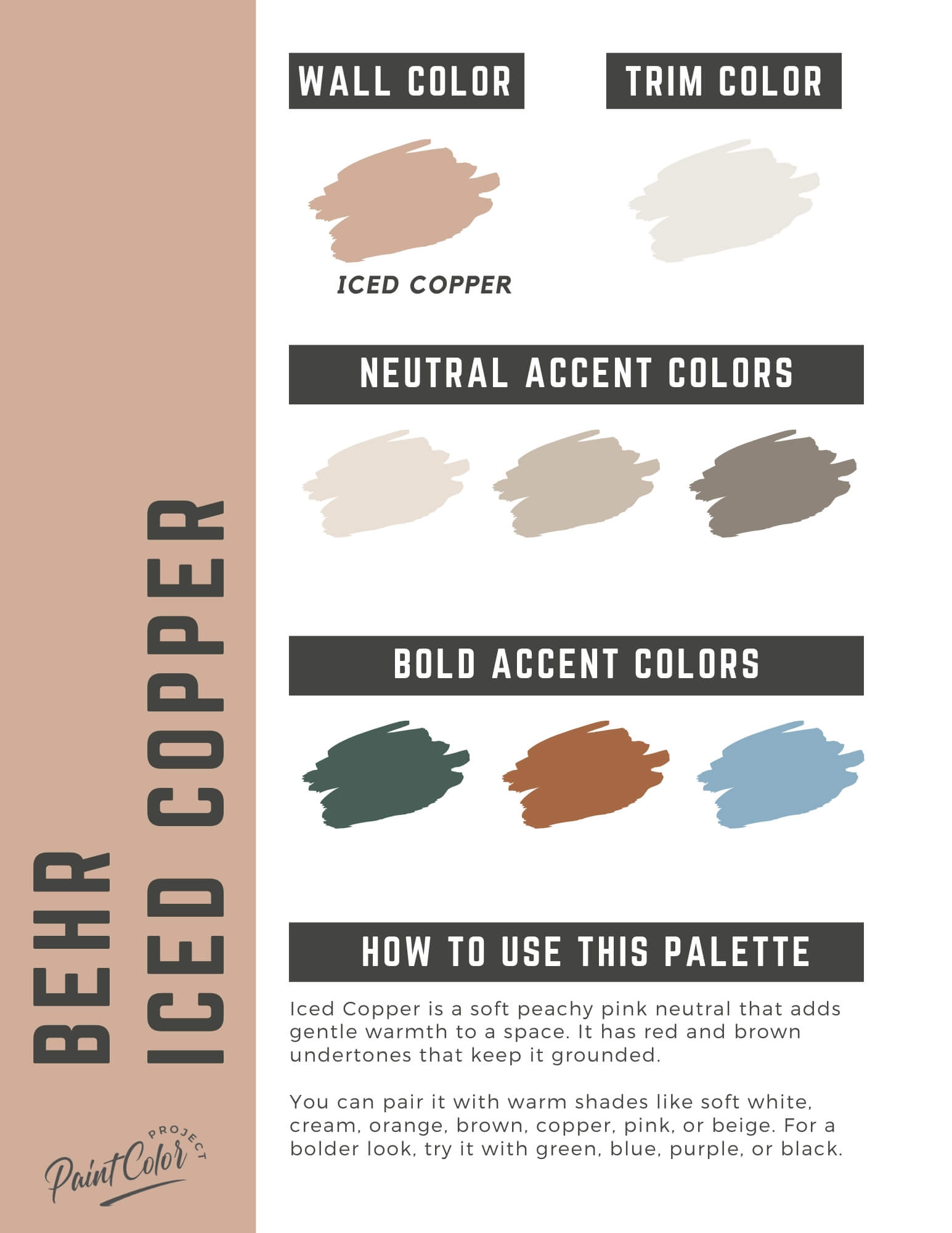 Behr Iced Copper Paint Color Palette